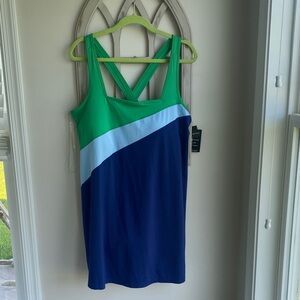 ID Ideology's Performance color-block dress w built in shorts & bra size  2X NWT